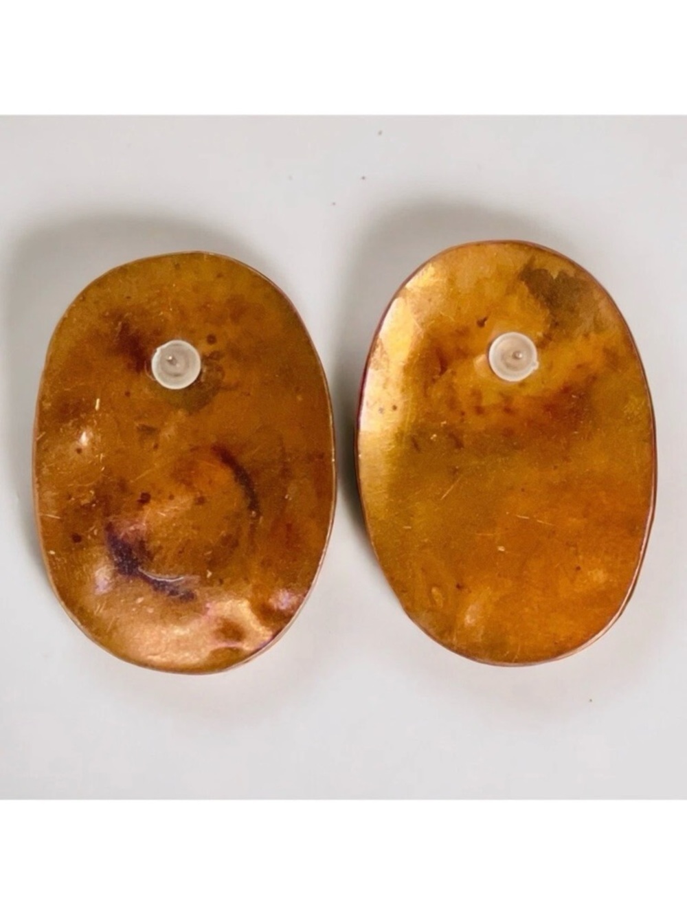 Vintage Copper & Brass with Abalone Shell Inlay Kokopelli Earrings - Picture 3 of 4